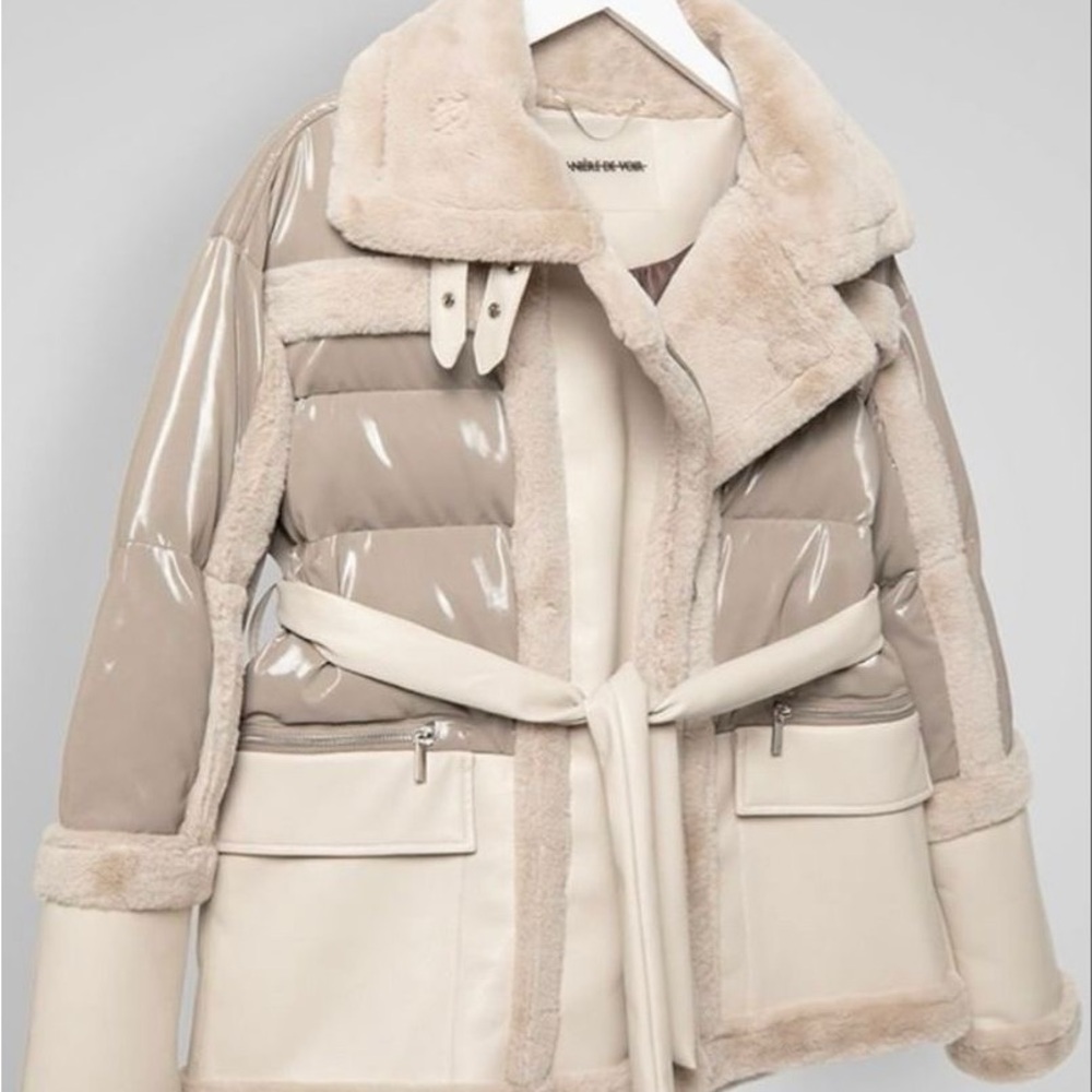 High Shine Faux Leather Puffer Jacket